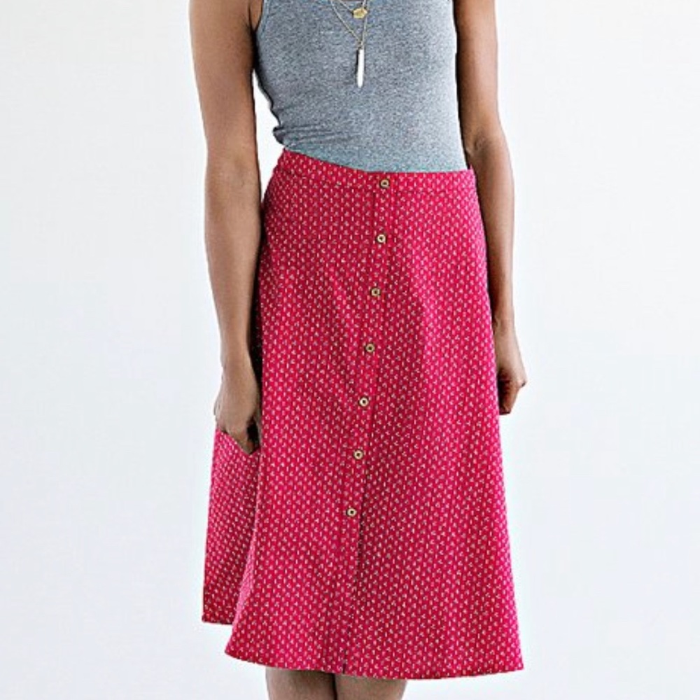 Mata Traders Button Placket Skirt With Boho Pattern
